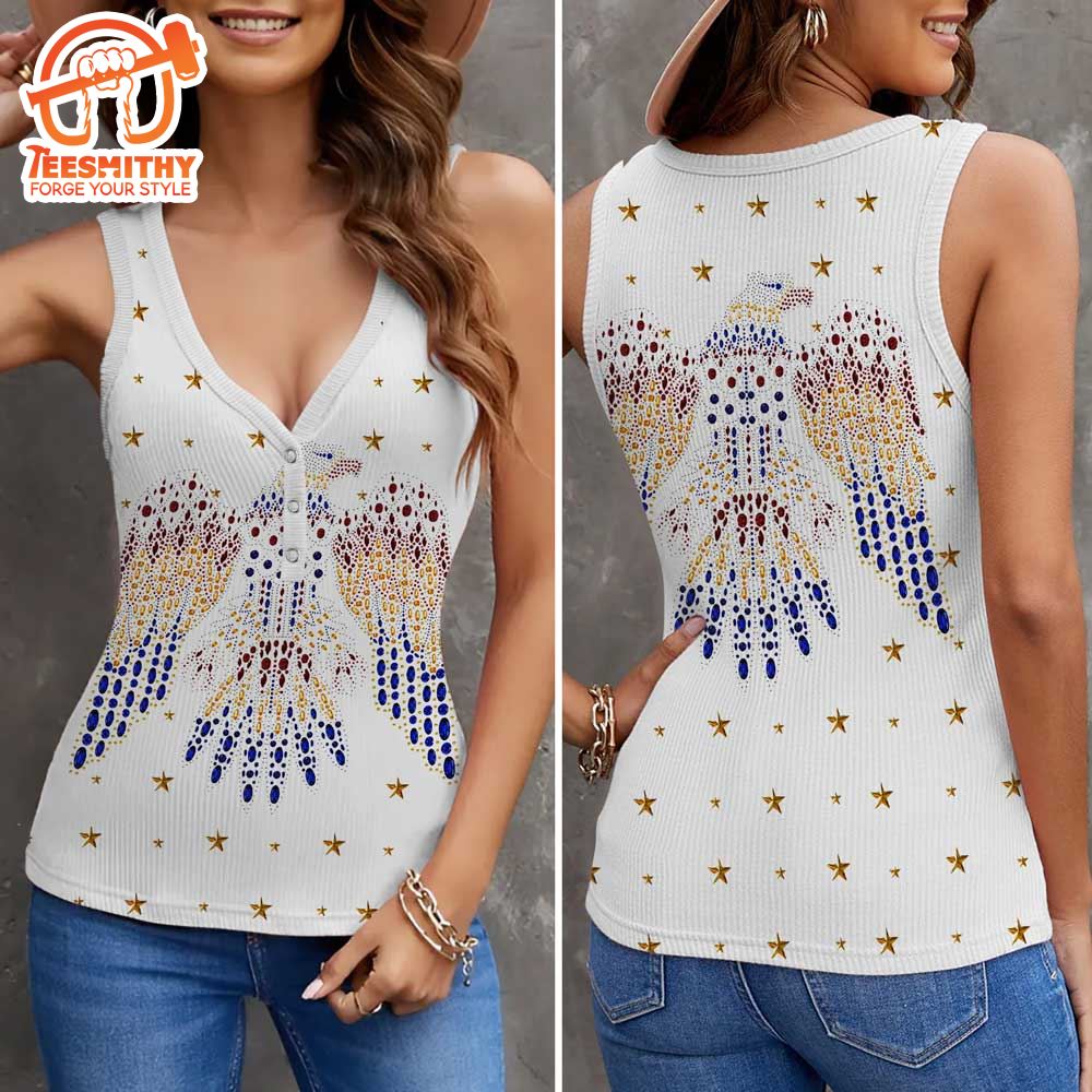 Elvis Presley Merch, Elvis Presley Fan Women V-Neck Ribbed Tank Top