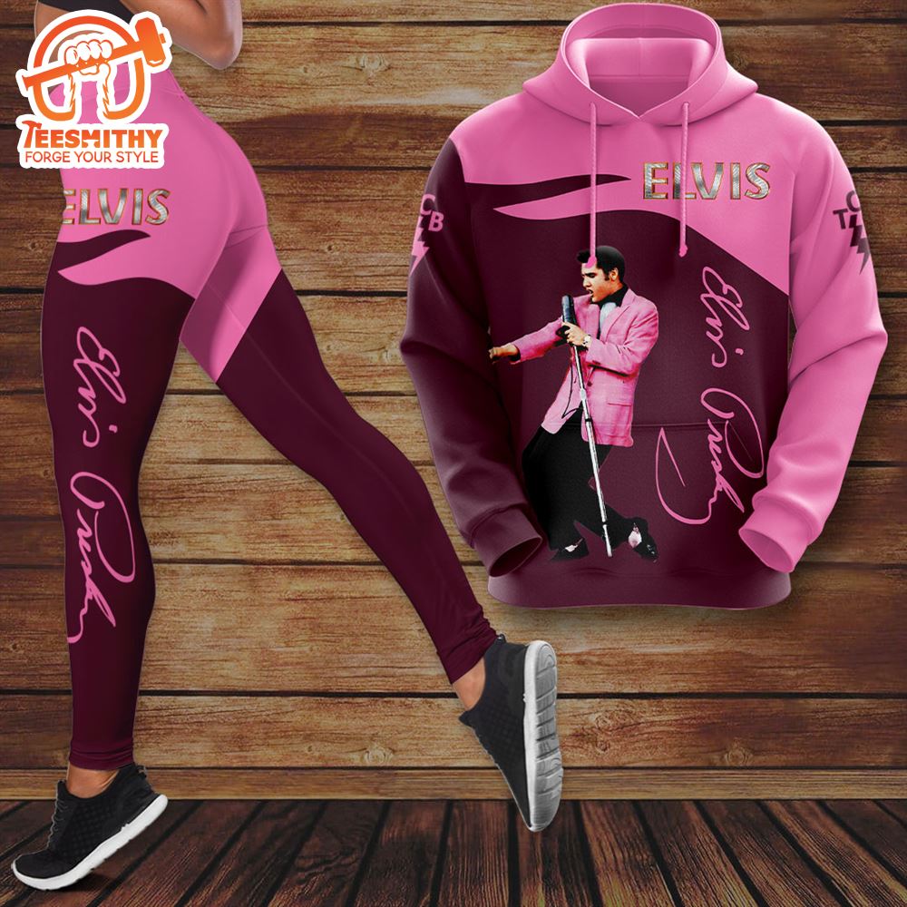 Elvis Presley Pink Love 3D Hoodie Leggings