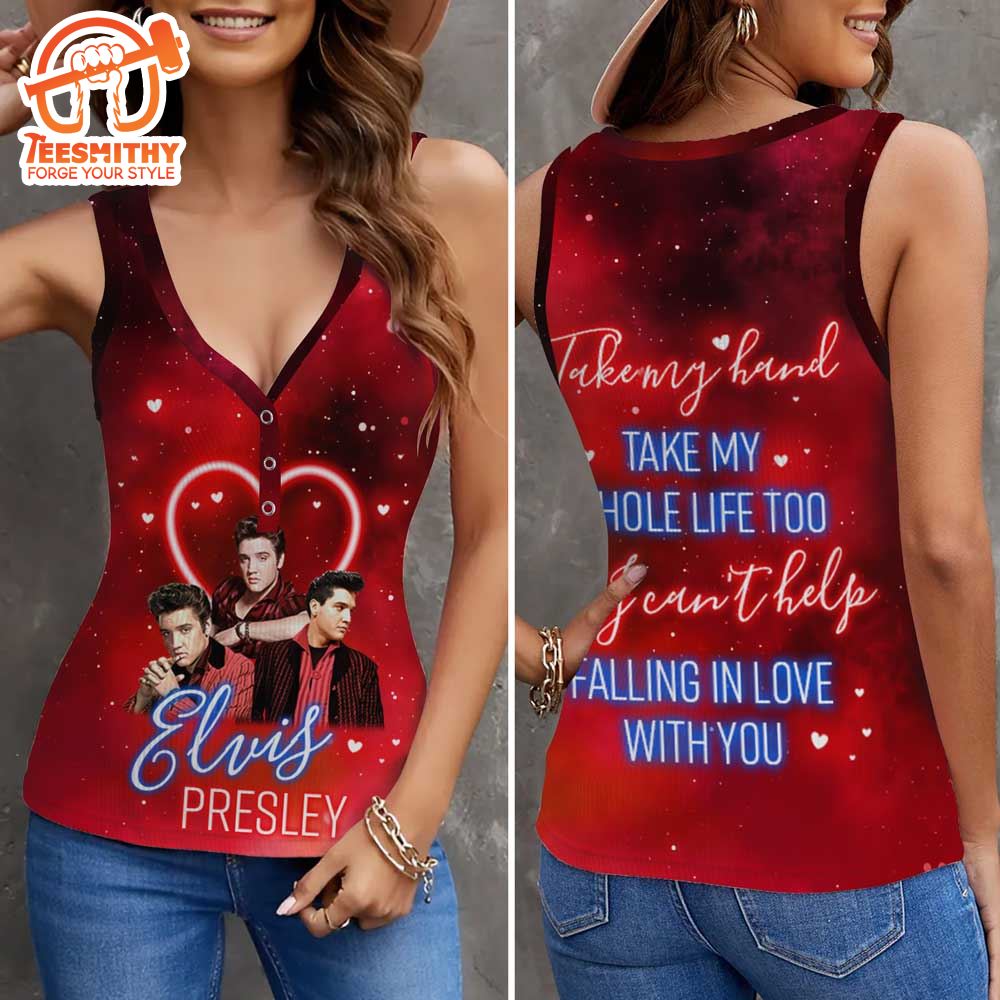 Elvis Presley – Take My Hand Women V-Neck Ribbed Tank Top