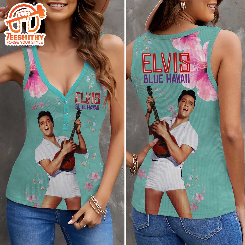 Elvis Presley Thank You Very Much  V-Neck Ribbed Tank Top