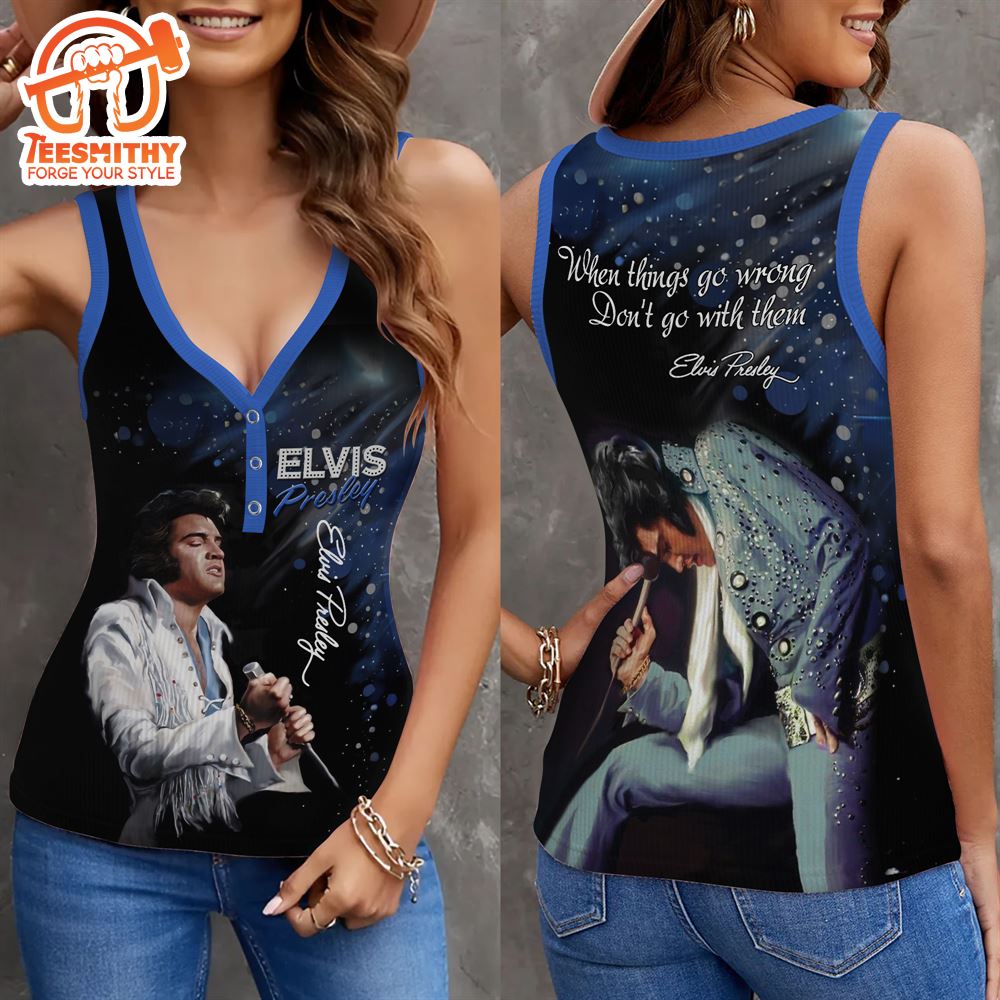 Elvis Presley When Things Go Wrong  Women V-Neck Ribbed Tank Top