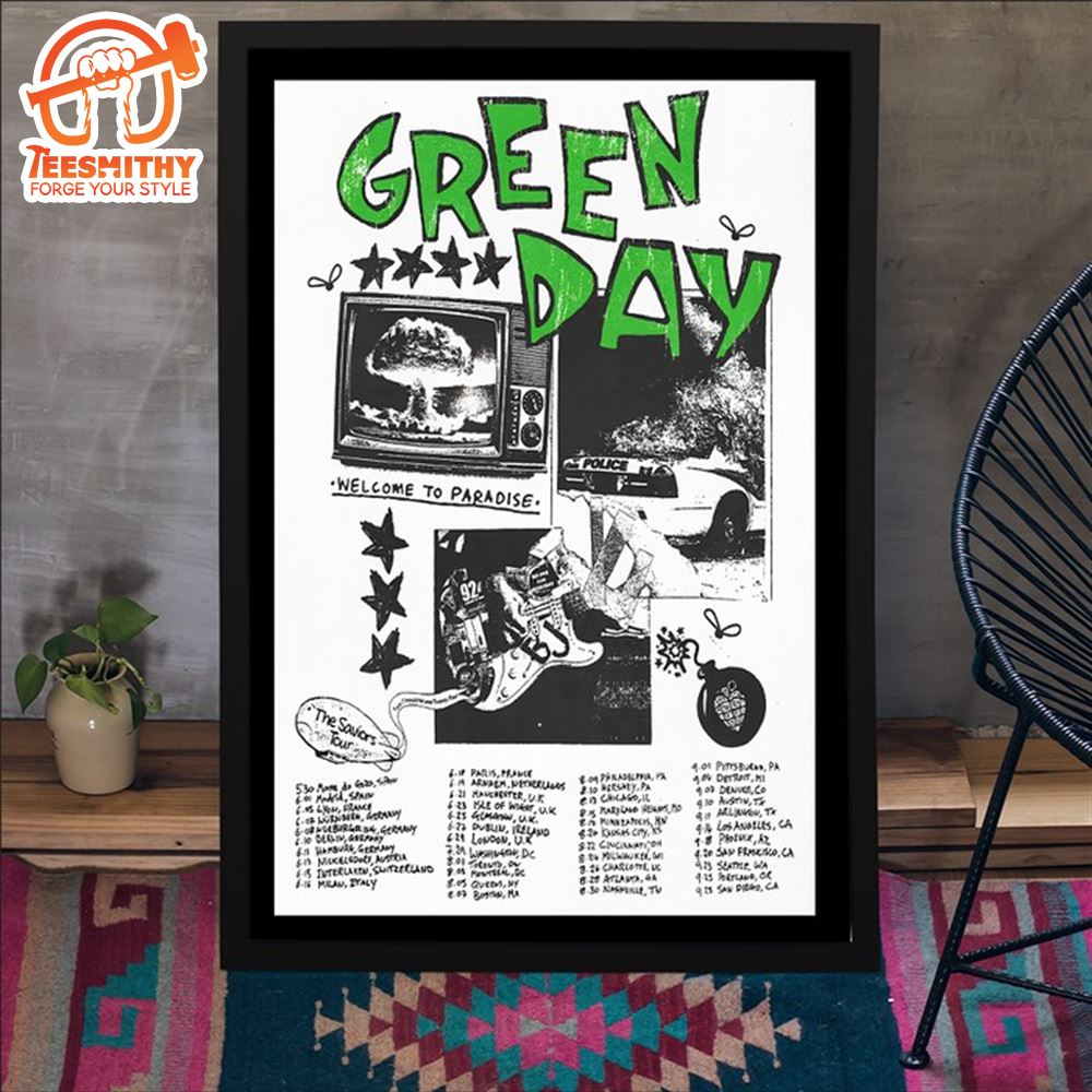 Green Day Saviors Tour 2024 New Poster Canvas