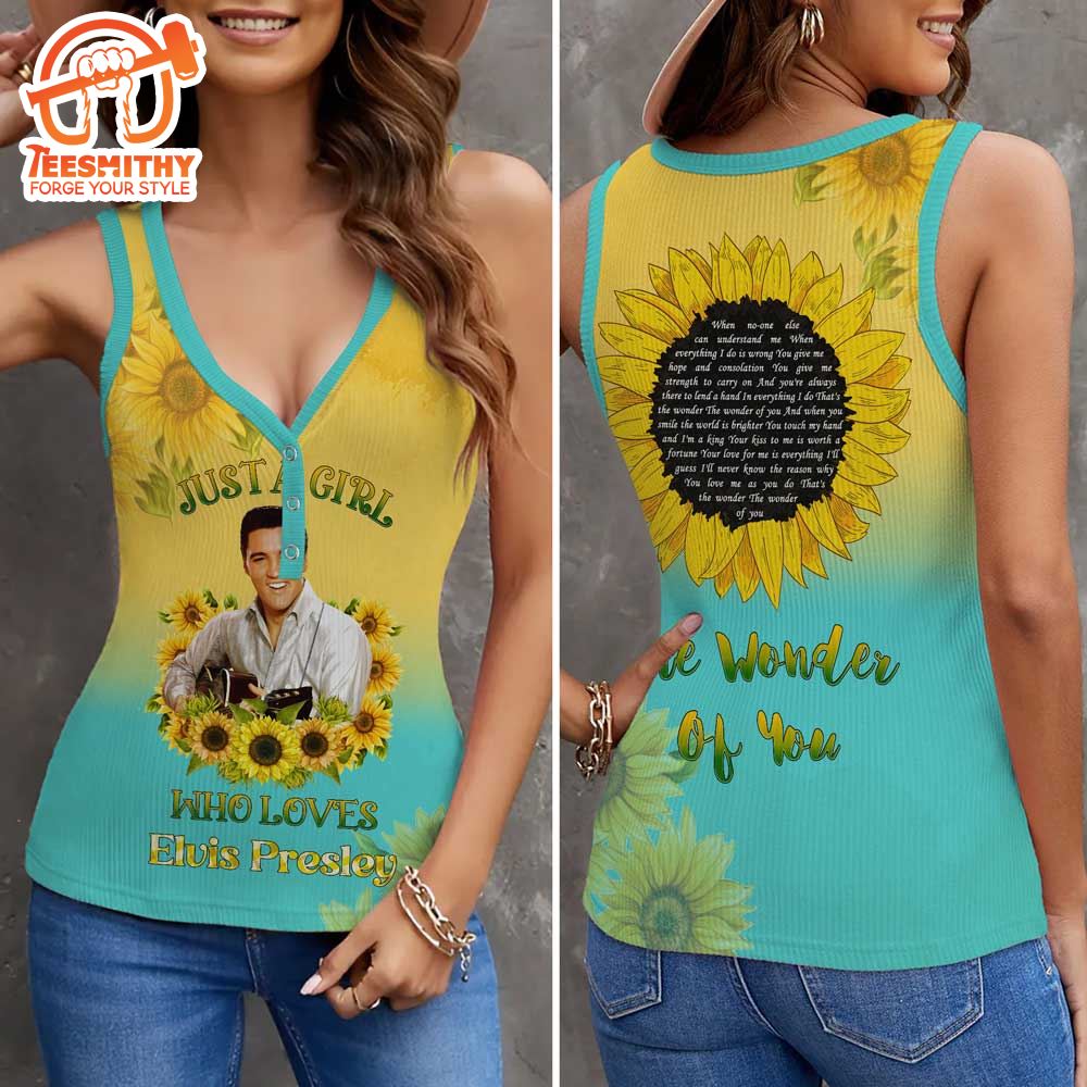 Just A Girl Who Loves Elvis Presley Women V-Neck Ribbed Tank Top