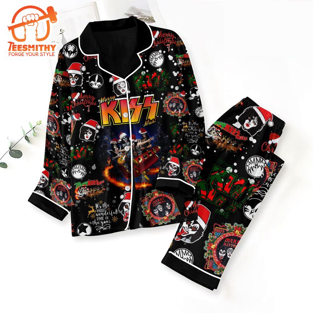 Kiss Band Button Down Pajamas Set