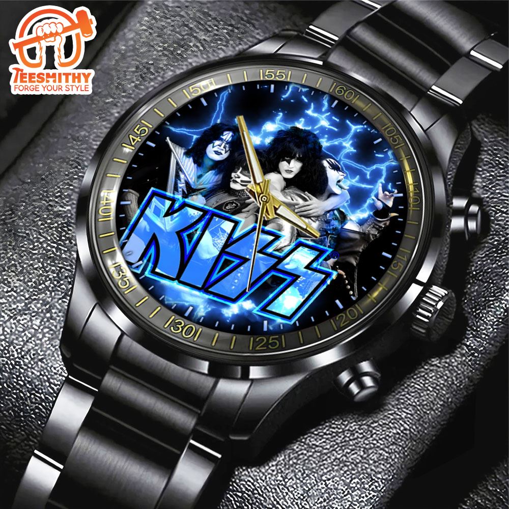 Kiss Rock Band Members Black Stainless Steel Watch