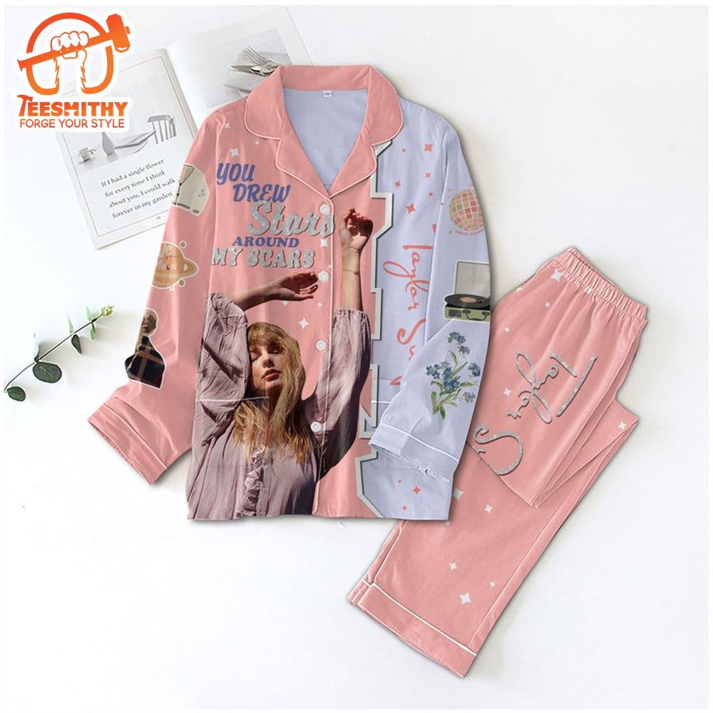 Taylor Swift Love Pink Button Down Pajamas Set