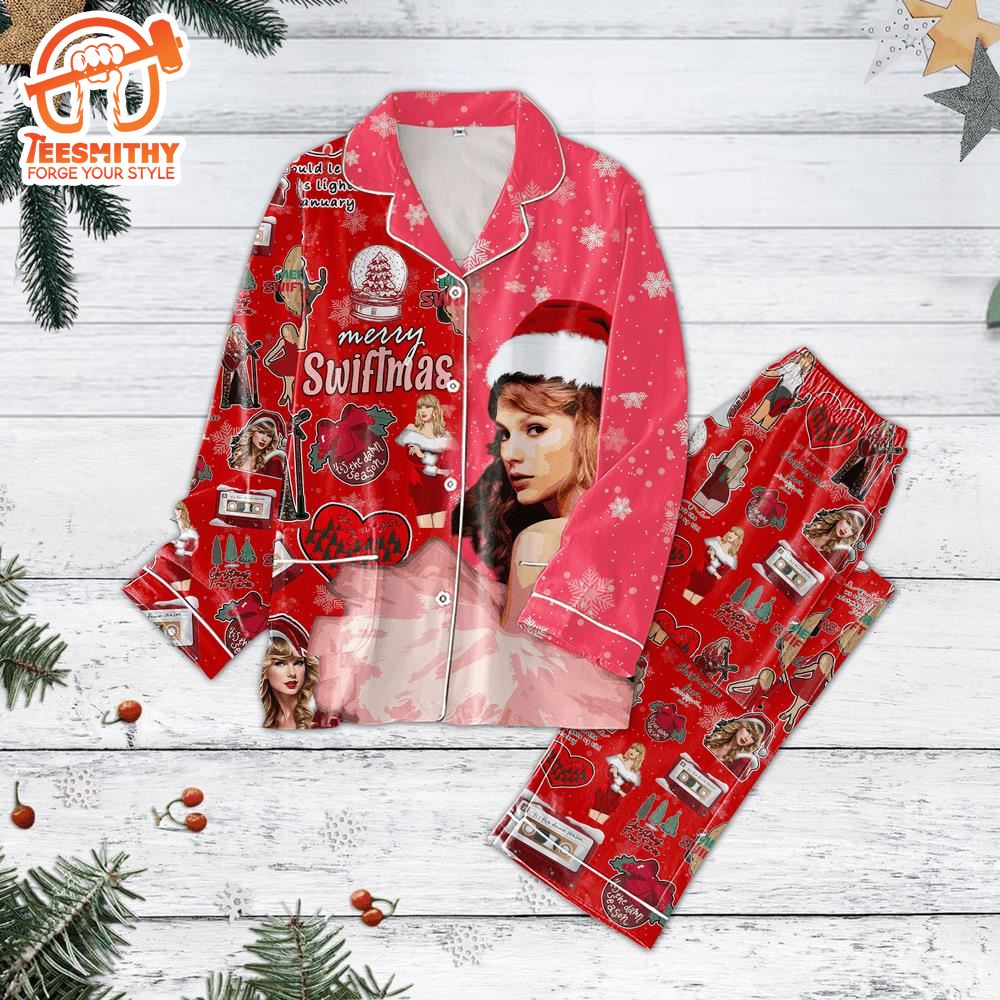 Taylor Swift Merry Christmas Button Down Pajamas Set