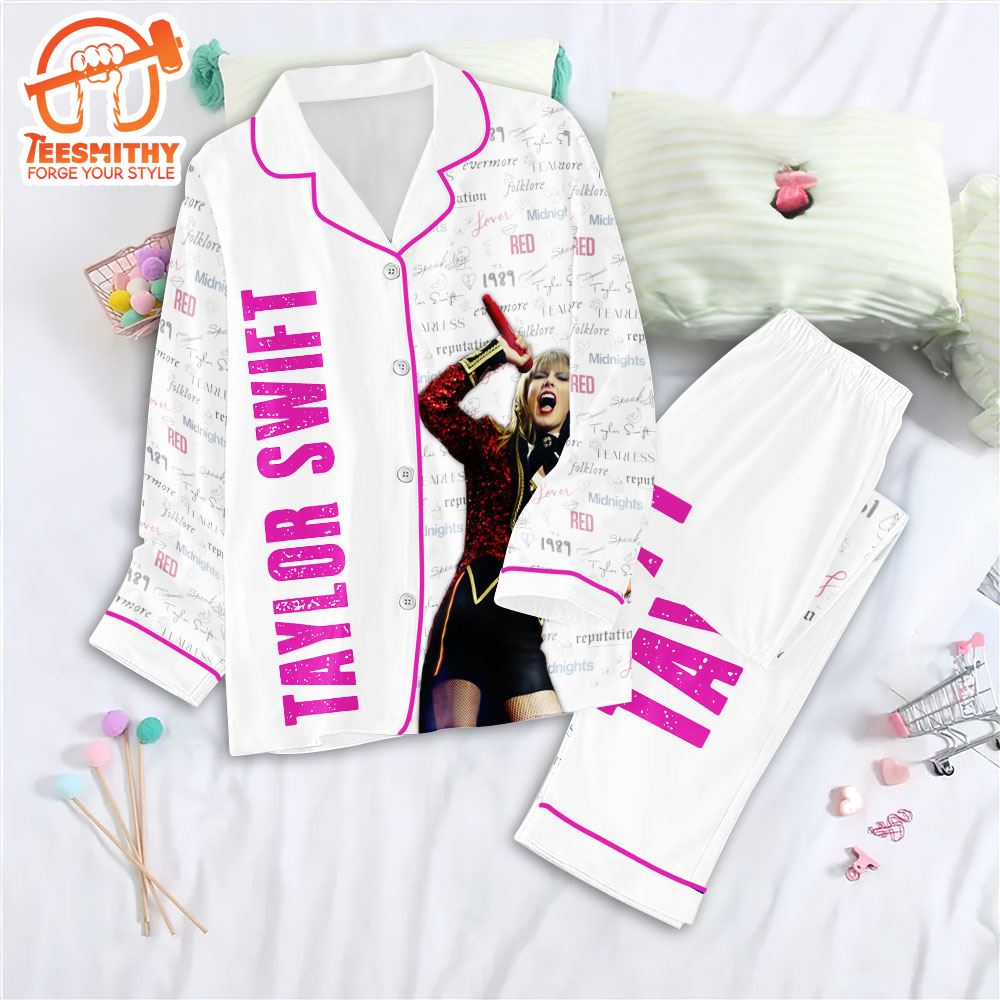 Taylor Swift Music Button Down Pajamas Set