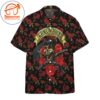 3d Skulls With Guns And Roses Hawaiian Button Up Shirts