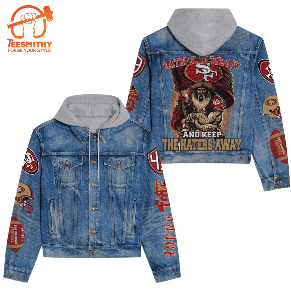 49Ers Premium Hooded Denim Jacket – San Francisco Football Apparel