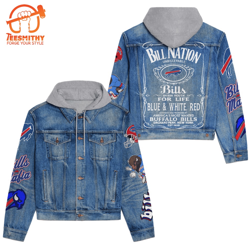 Buffalo Bills Men’s Premium Hooded Denim Jacket For Fans V2