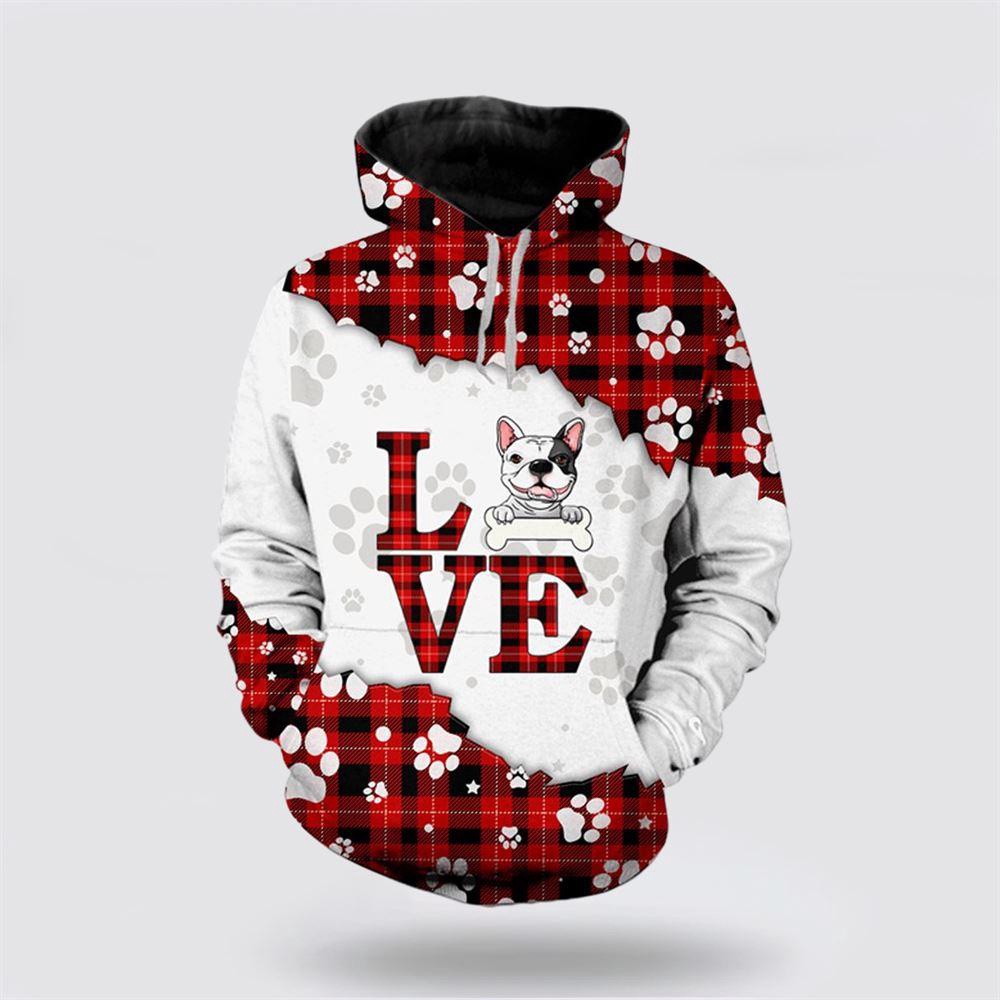 Bulldog Love Christmas Hoodie Dog Xmas Hoodie All Over Print