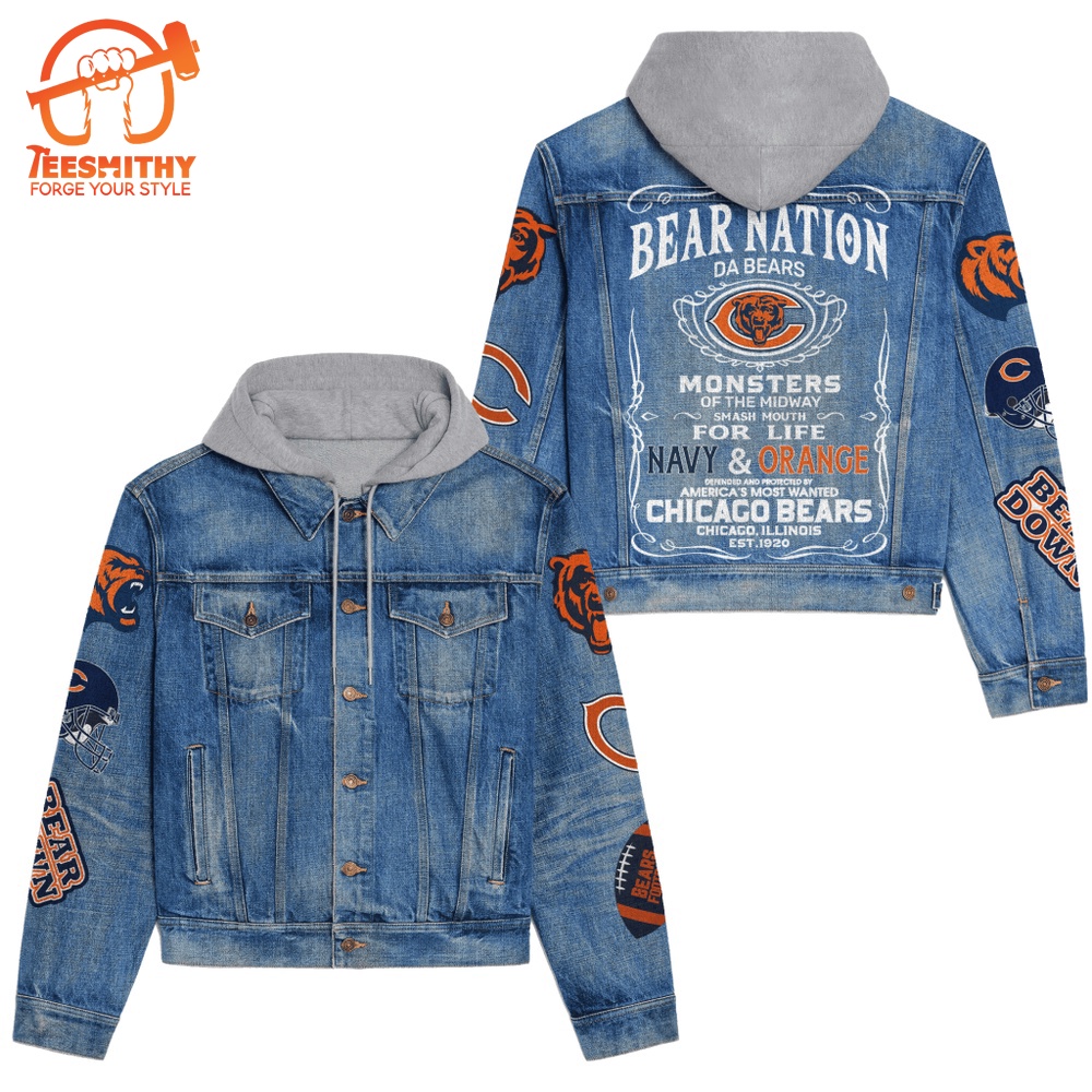 Chicago Bears Premium Hooded Denim Jacket Version 1