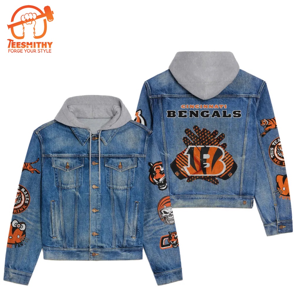 Cincinnati Bengals Men’s Premium Hooded Denim Jacket