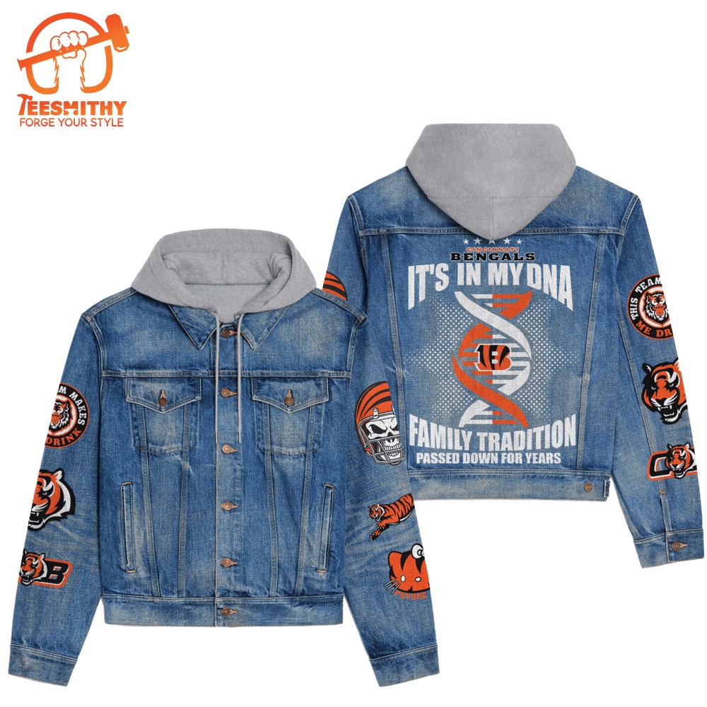 Cincinnati Bengals Men’s Premium Hooded Denim Jacket