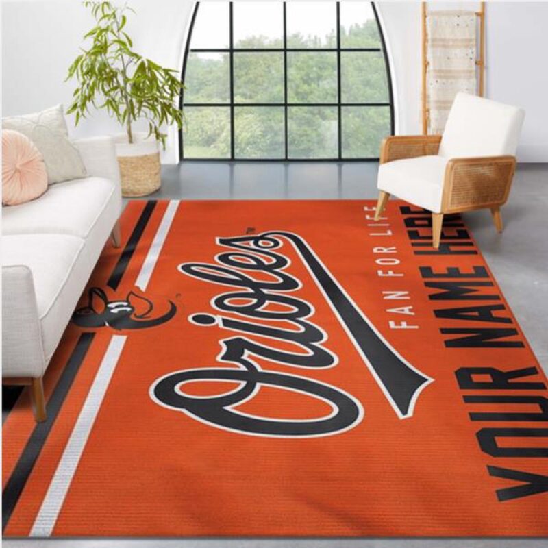 Customized MLB Baltimore Orioles Area Rug Living Room Rug
