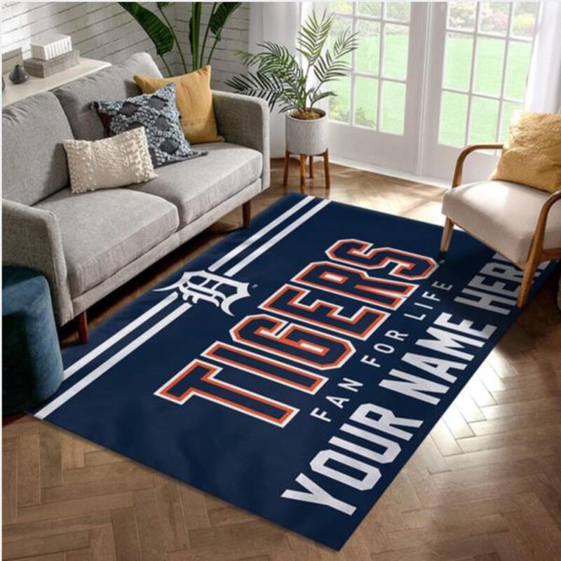 Customized MLB Detroit Tigers Area Rug Living Room Rug