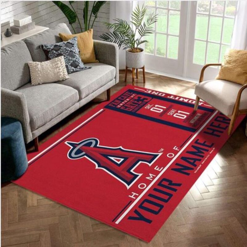 Customized MLB Los Angeles Angels Area Rug Wincraft Team Logos Kitchen Christmas Gift Us Decor