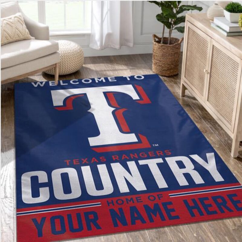 Customized MLB Texas Rangers Area Rug Team Logos Living Room Rug