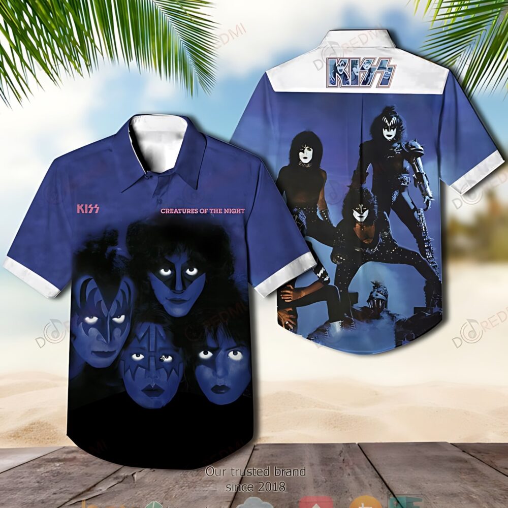 Kiss Band Creatures of the Night Short Sleeve Men’s Hawaiian Shirt