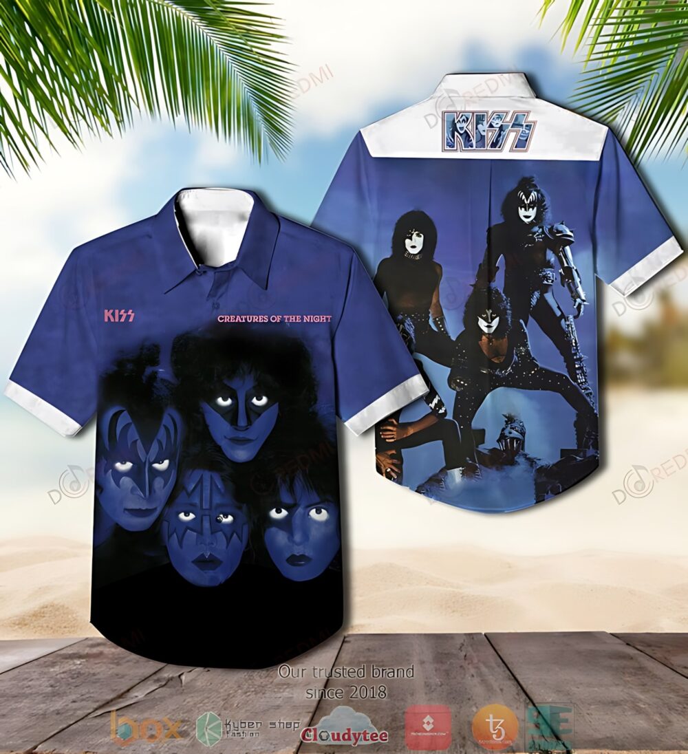 Kiss Band Creatures of the Night Short Sleeve Men’s Hawaiian Shirt