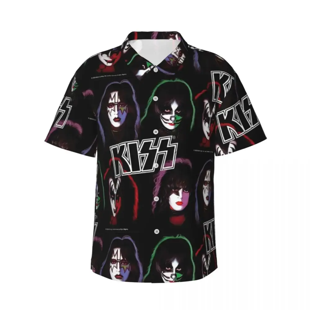 Kiss Band Group Vacation Men’s Short Sleeve Aloha Shirts