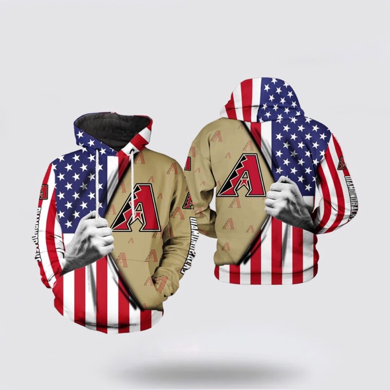MLB Arizona Diamondbacks 3D Hoodie US Flag For Fan MLB