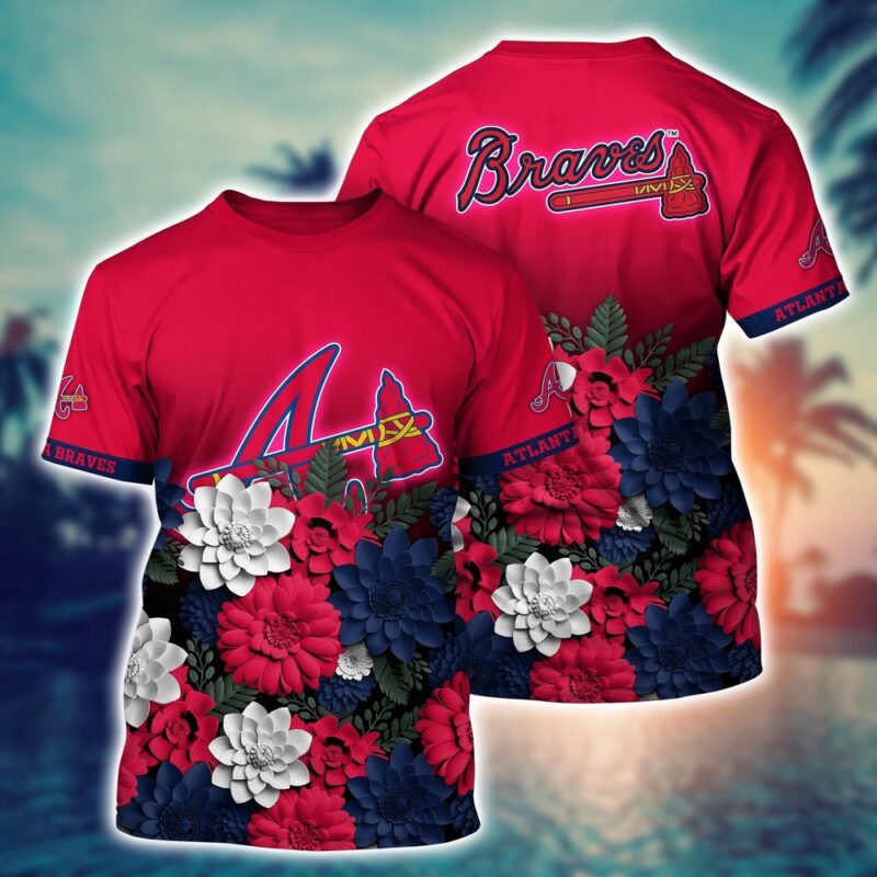 MLB Atlanta Braves 3D T-Shirt Floral Vibes For Fans Sports