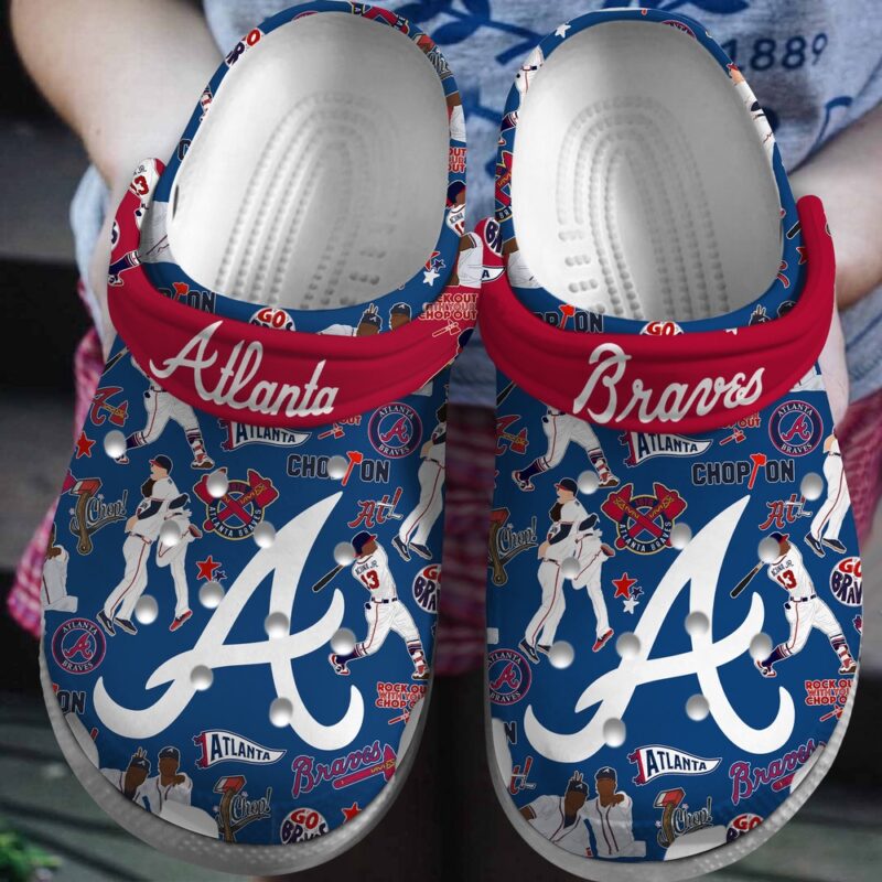 MLB Atlanta Braves Crocs Crocband Clogs Shoes Comfortable For Men Women and Kids For Fan MLB