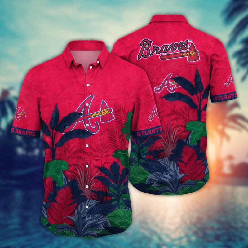 MLB Atlanta Braves Hawaiian Shirt Flower Tropical Trees Pattern For Fans