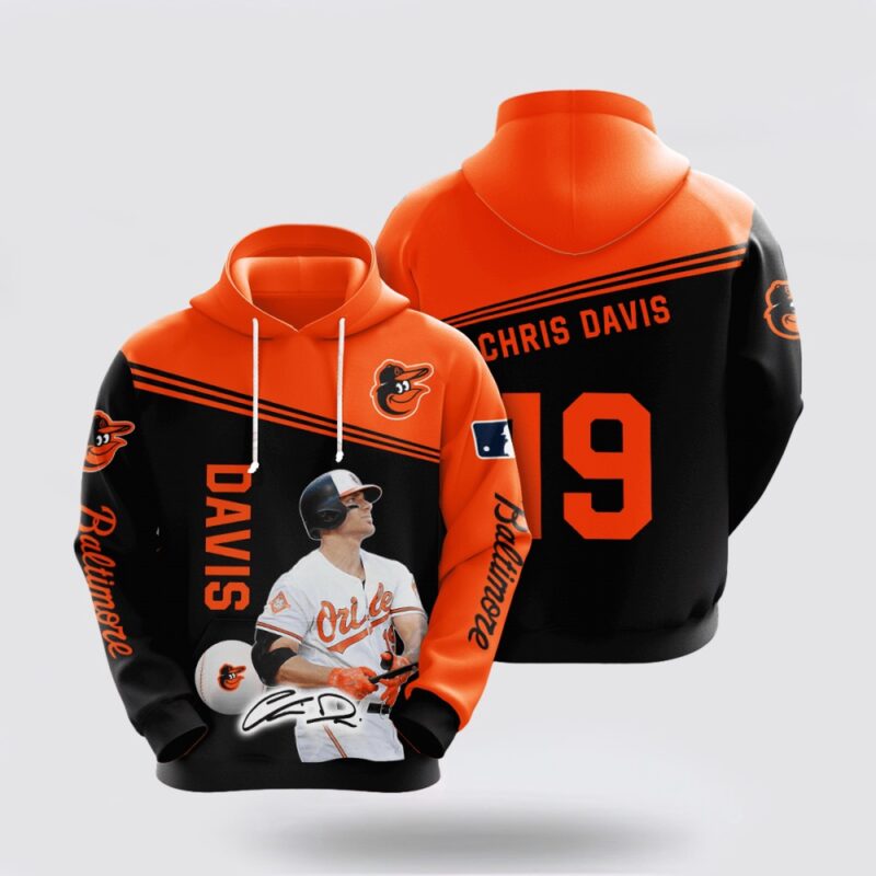 MLB Baltimore Orioles 3D Hoodie Chris Davis For Fan MLB