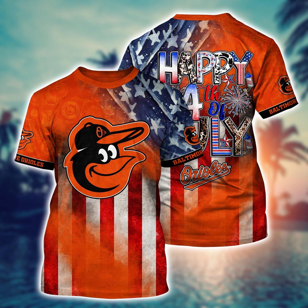 MLB Baltimore Orioles 3D T-Shirt Baseball Bloom Burst For Fans Sports