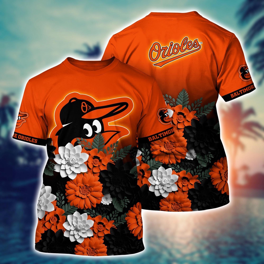 MLB Baltimore Orioles 3D T-Shirt Floral Vibes For Fans Sports