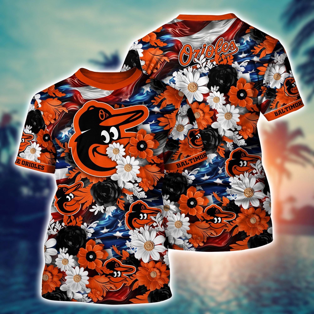 MLB Baltimore Orioles 3D T-Shirt Tropical Tranquility Bloom For Fans Sports