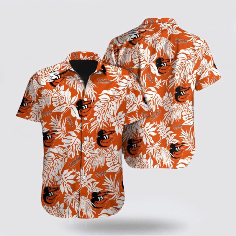 MLB Baltimore Orioles Hawaiian Shirt Palm Leaf Pattern For Fan MLB