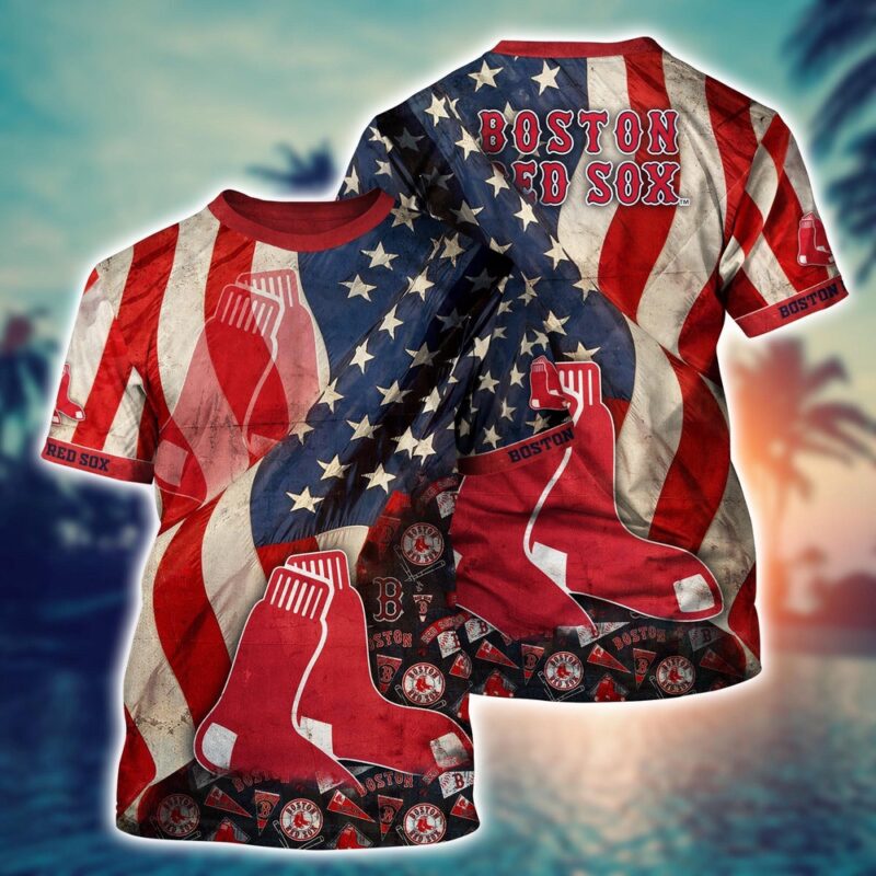 MLB Boston Red Sox 3D T-Shirt Blossom Bliss Fusion For Fans Sports