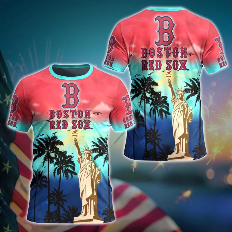 MLB Boston Red Sox 3D T-Shirt Tropical Elegance For Fans Sports