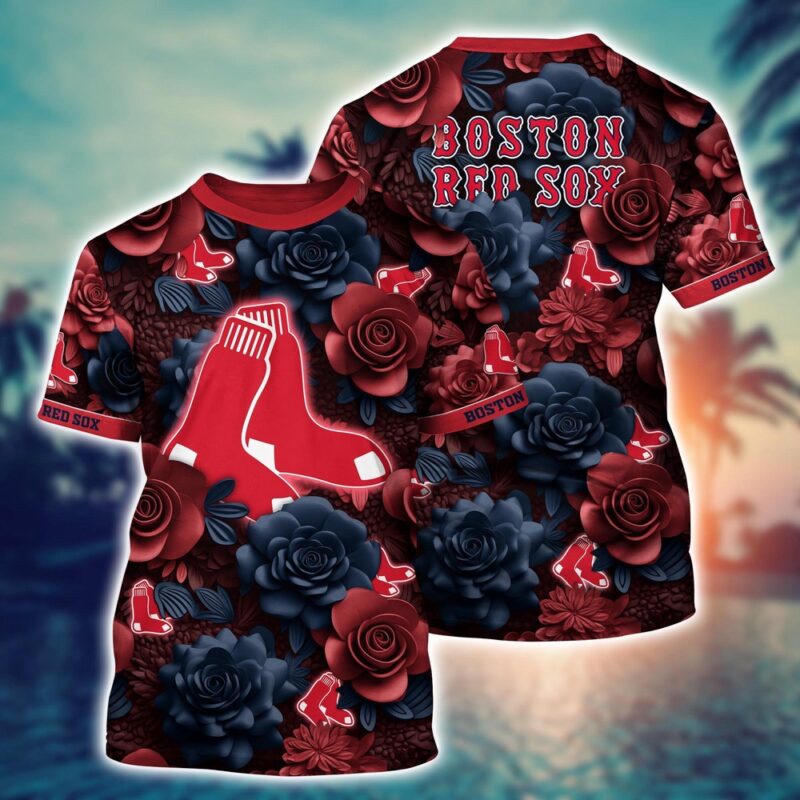 MLB Boston Red Sox 3D T-Shirt Tropical Trends For Fans Sports