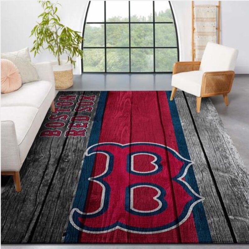 MLB Boston Red Sox Area Rug Logo Wooden Style Style Nice Gift Home Decor
