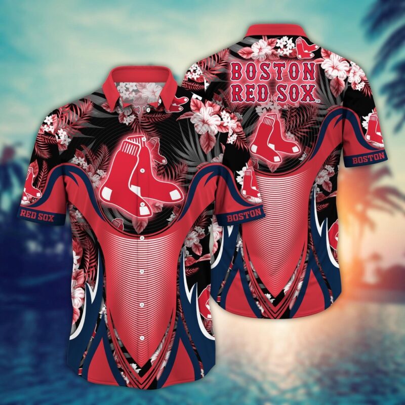 MLB Boston Red Sox Hawaiian Shirt Flower Grandstand Glamour For Fans