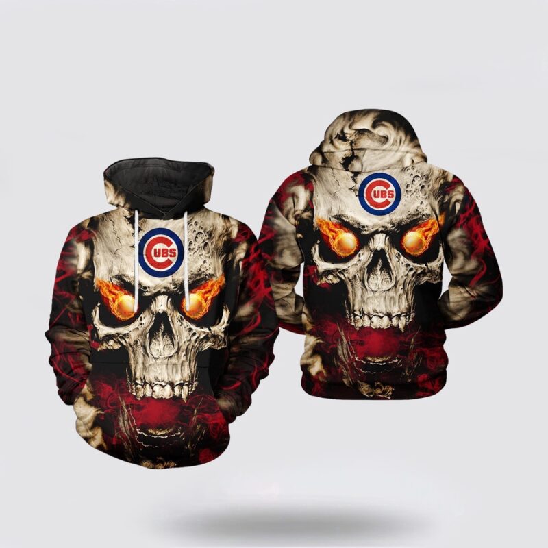MLB Chicago Cubs 3D Hoodie Skull For Fans MLB