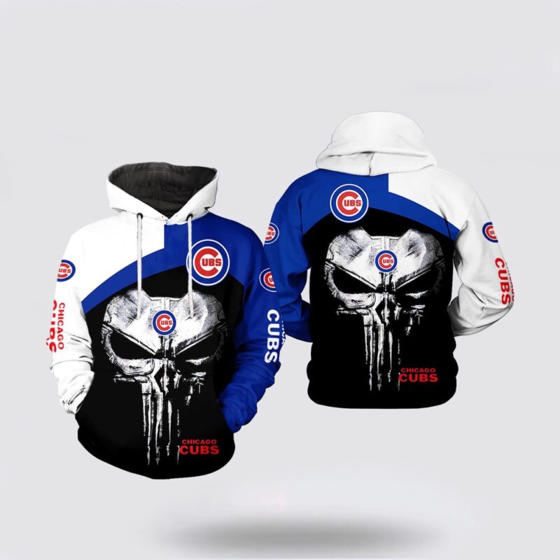 MLB Chicago Cubs 3D Hoodie Skull Punisher For Fans MLB