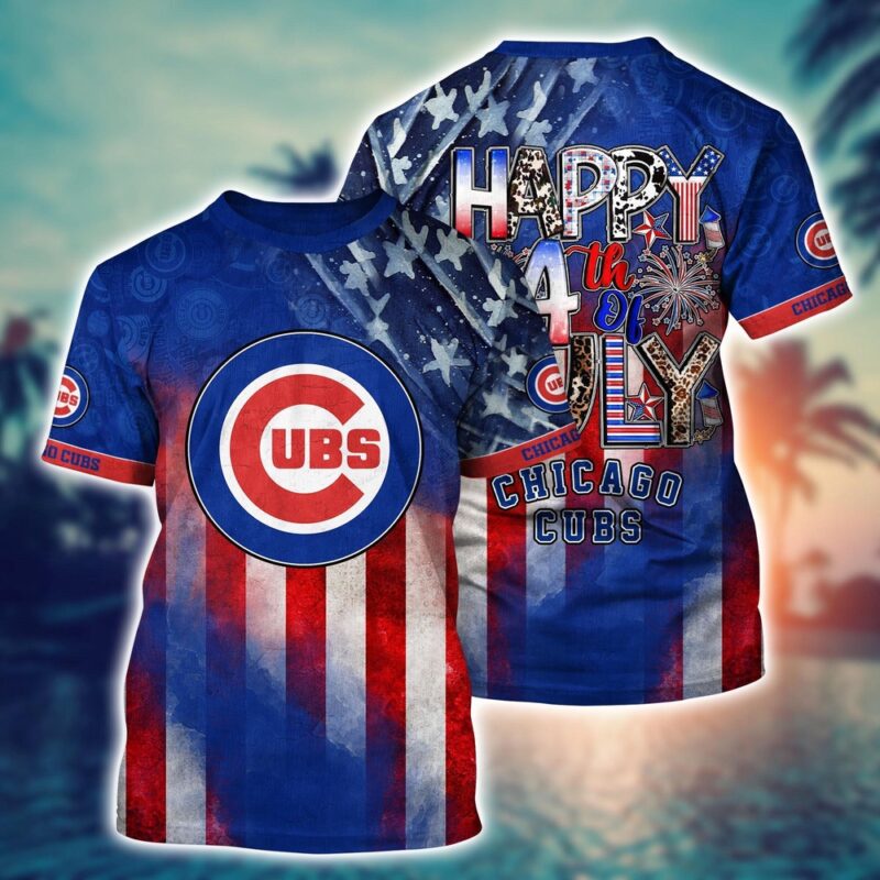 MLB Chicago Cubs 3D T-Shirt Baseball Bloom Burst For Fans Sports