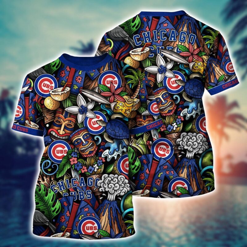 MLB Chicago Cubs 3D T-Shirt Sunset Symphony For Fans Sports