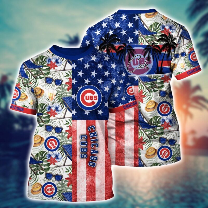 MLB Chicago Cubs 3D T-Shirt Tropical Triumph Threads For Fans Sports