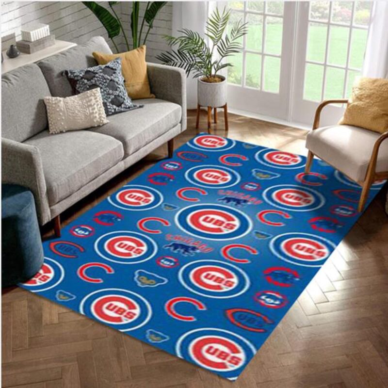 MLB Chicago Cubs Area Rug Blue Christmas Gift US Decor