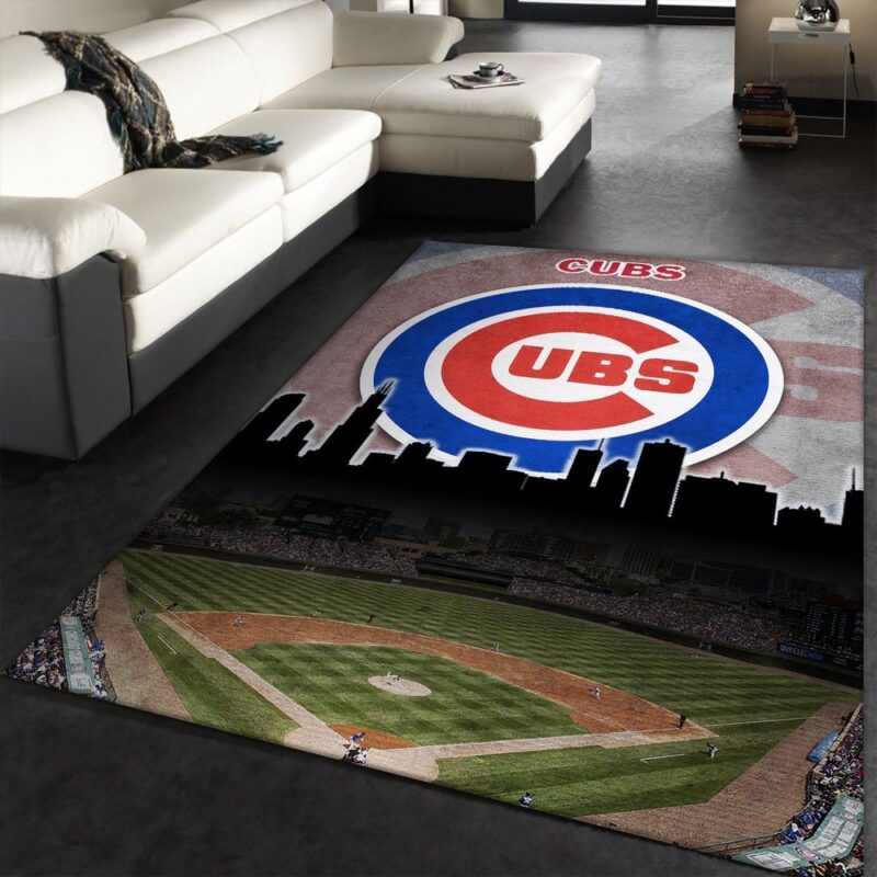 MLB Chicago Cubs Area Rug Logo Custom Size And Printing