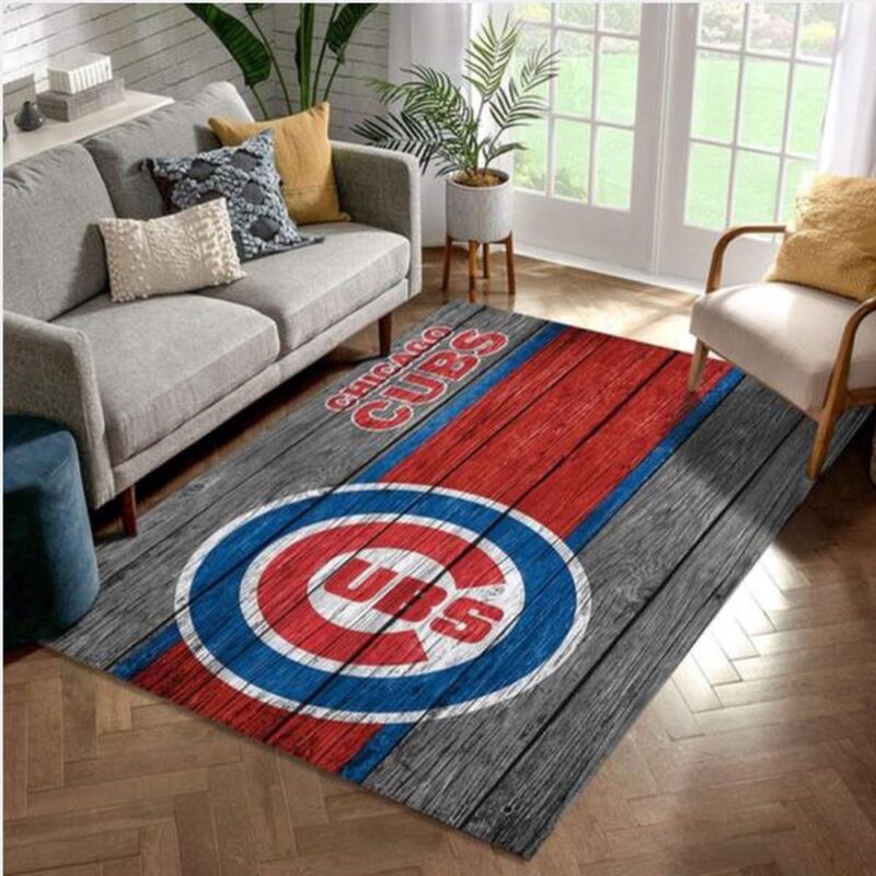 MLB Chicago Cubs Area Rug Logo Wooden Style Style Nice Gift Home Decor