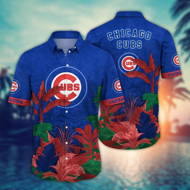 MLB Chicago Cubs Hawaiian Shirt Flower Tropical Trees Pattern For Fans