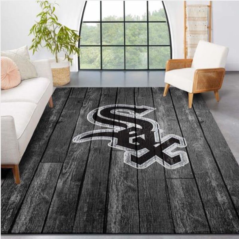 MLB Chicago White Sox Area Rug Logo Grey Wooden Style Style Nice Gift Home Decor